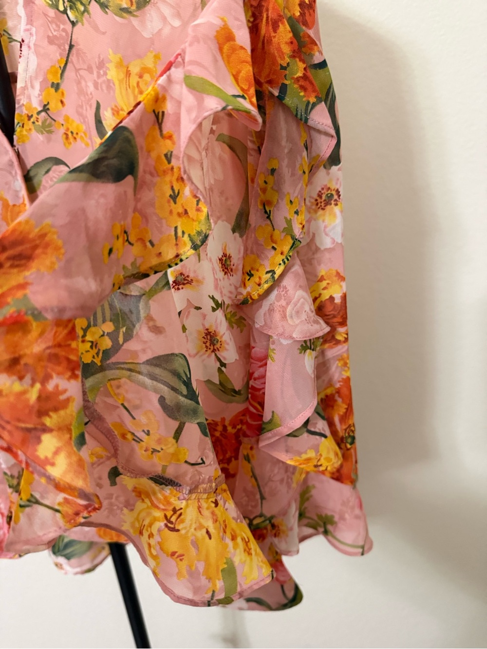 Umgee Pink Floral Ruffle Sleeve Blouse - Picture 4 of 5